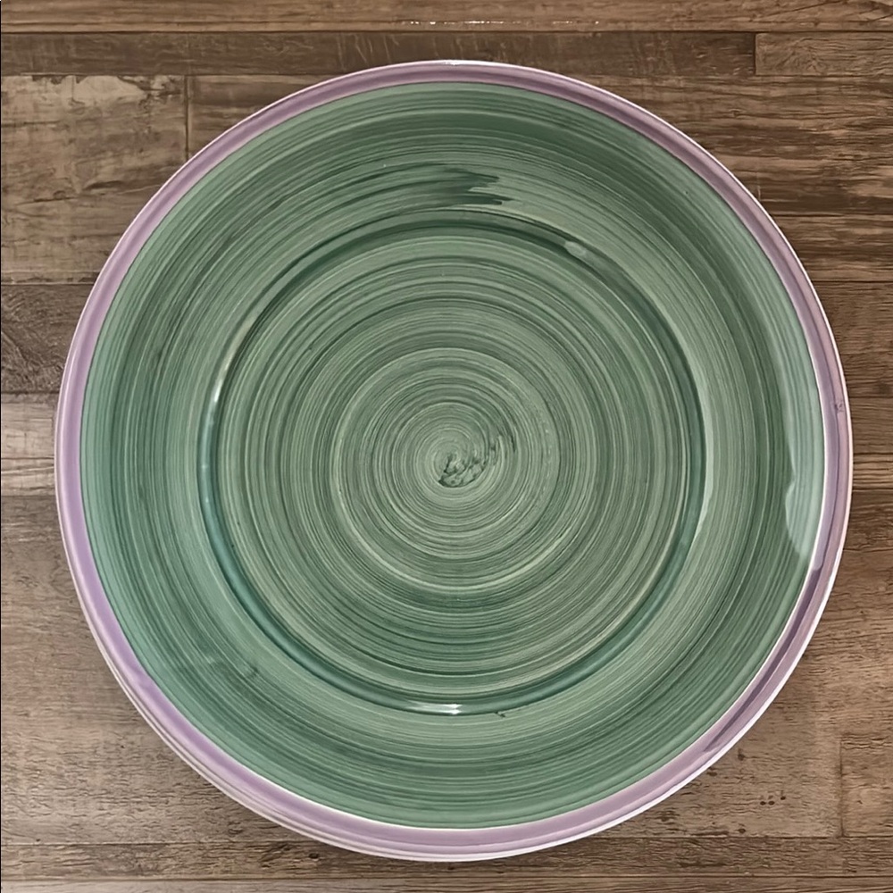Pottery barn Sunnyside collection Elegant Green and Purple Dinner Plate